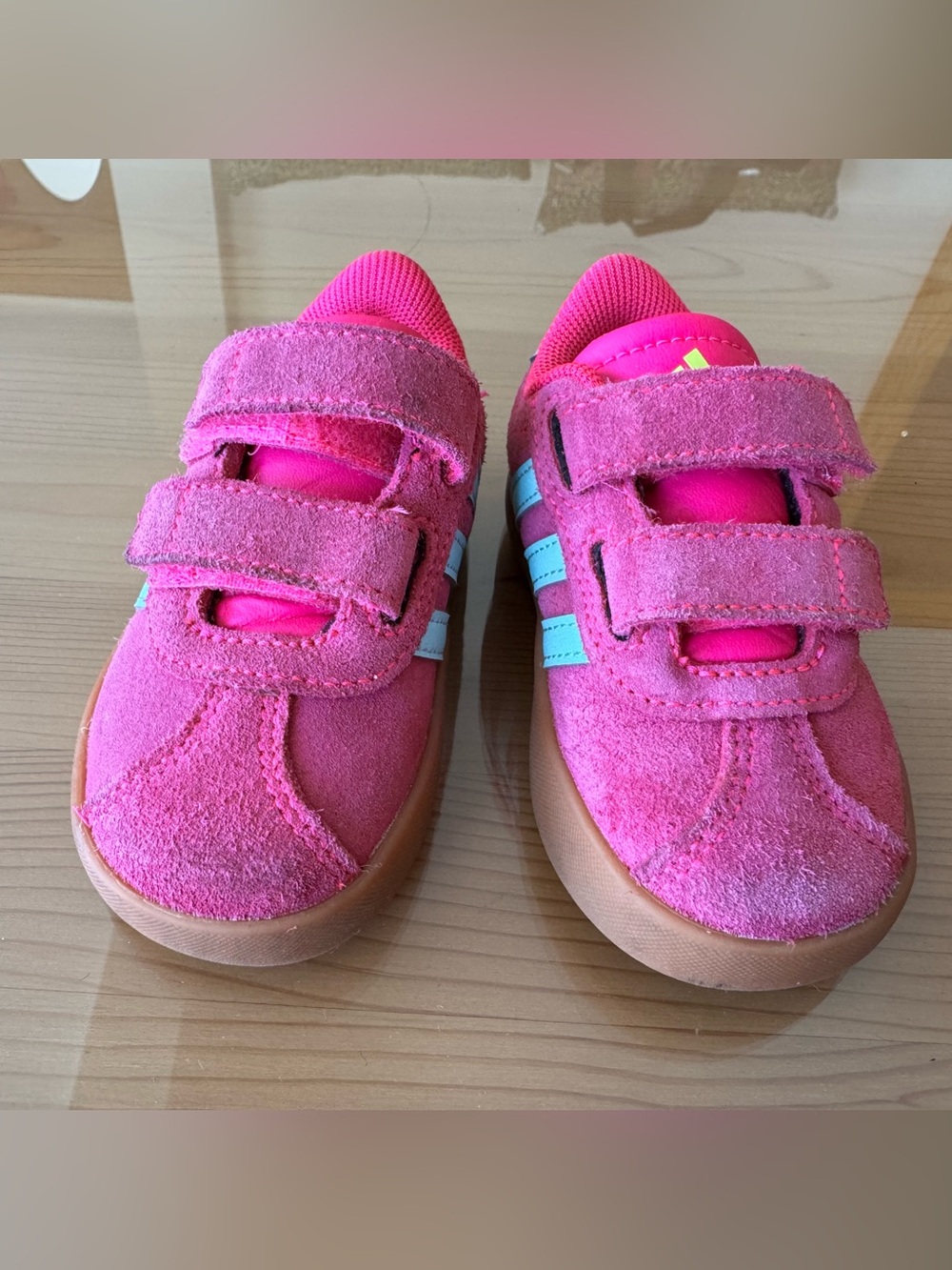 Adidas VL Court 3.0 Shoes, Shock Pink / Semi Flash Aqua, toddler size 5
